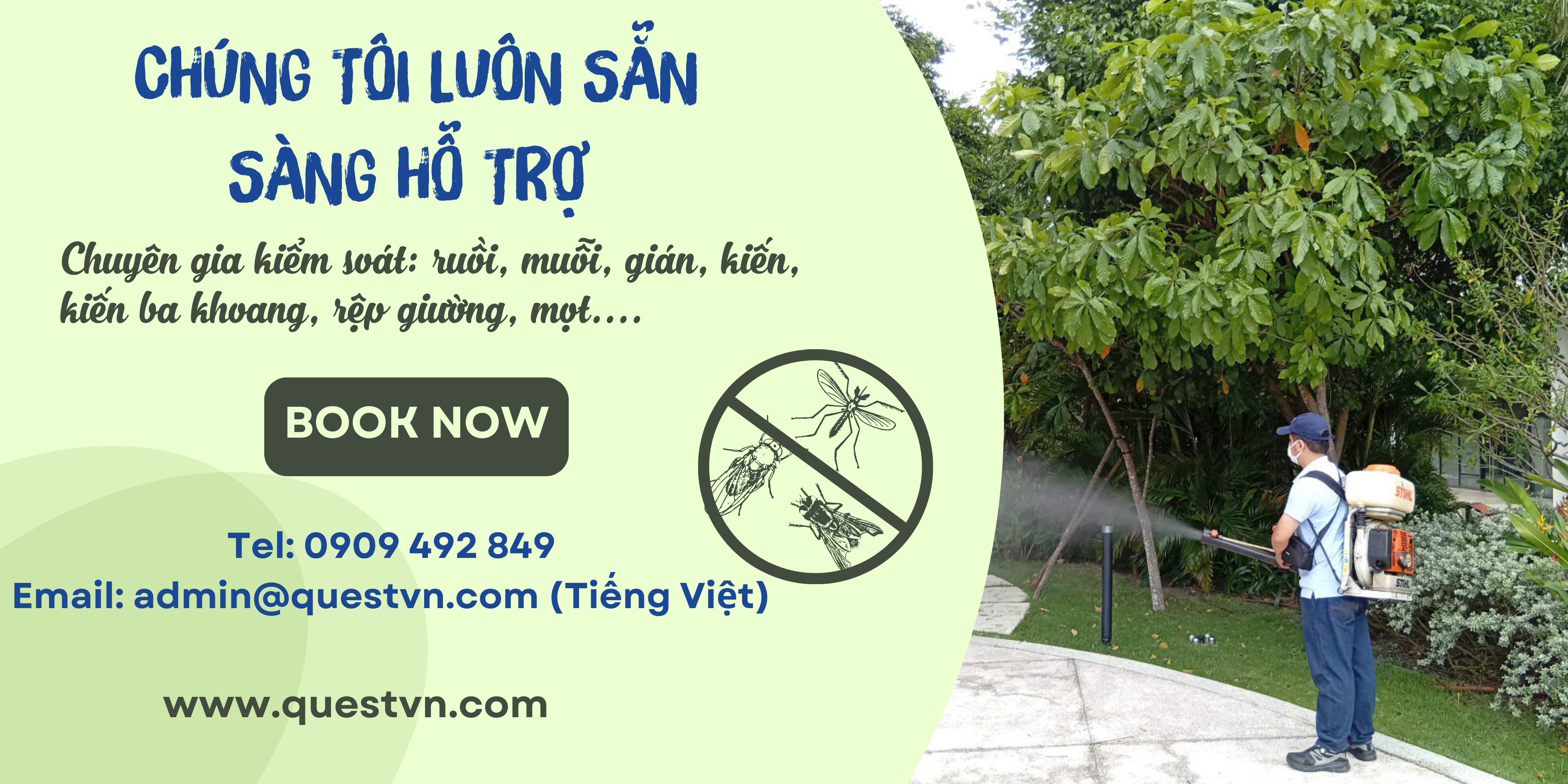 Green Simple Professional Pest Control Service Banner Landscape